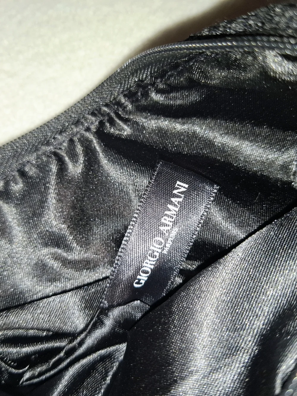 Giorgio Armani Black Woven Cosmetic Bag  with Gold Charm
